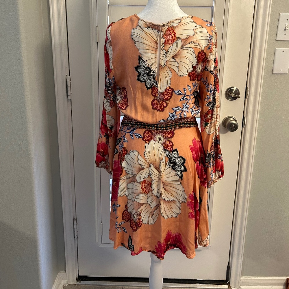 FARM Rio x Anthropologie Topanga Long Sleeve Mini Dress Size S Boho ~ Vacation! - Picture 3 of 4